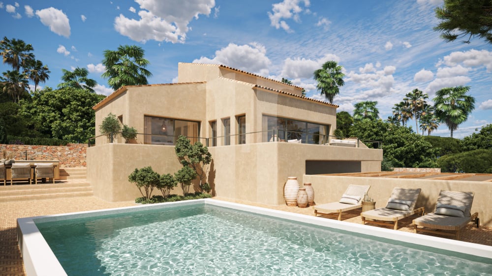 Exclusiva villa ibicenca con vistas al Montgó en Jávea